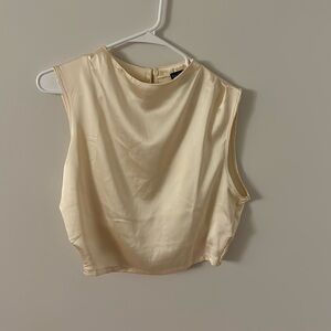 Ivory silk cowl neck crop top